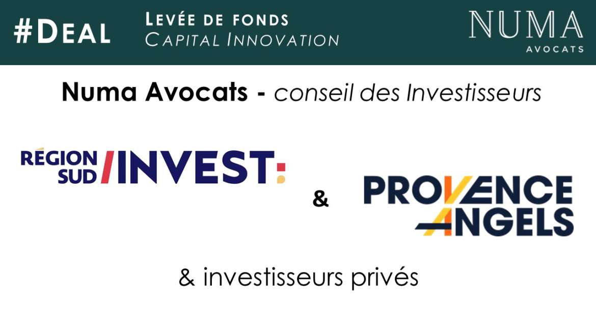 Numa Avocats accompagne Région Sud Investissement, Provence Angels et des investisseurs privés dans le cadre de la levée de fonds de GRINTA
