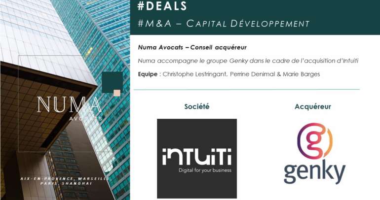 Numa Avocats accompagne le groupe Genky dans le cadre de l’acquisition de la société Intuiti