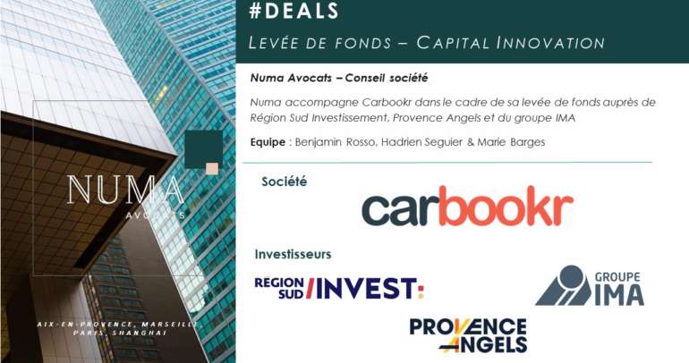 Numa Avocats accompagne Carbookr dans le cadre de la levée de fonds auprès d’IMA, Région Sud Investissement et Provence Angels